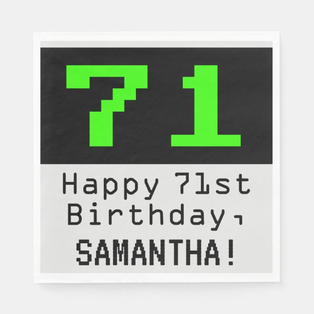 Guardanapo De Papel Aniversário de 71ruas - Estilo Nerdy / Geeky "71"  (Frente)