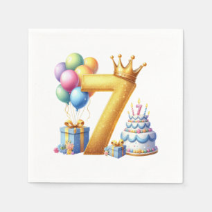Guardanapo De Papel Aniversário de 7 anos dourado