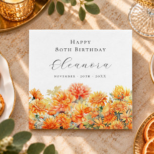 Guardanapo De Papel Aniversário de 80 anos Flor de Nascimento de Novem