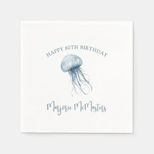 Guardanapo De Papel Aniversário de 80 anos Jellyfish Costeiro Simples