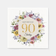 Aniversário de 90 anos Personalizado Wildflower