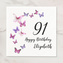 Aniversário de 91 anos Borboletas Rosa Roxo