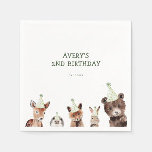 Guardanapo De Papel Aniversário de Animais do Partido Woodland