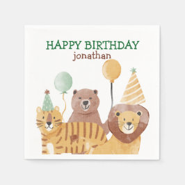 Guardanapo De Papel Aniversário de Animais Selvagens Cutes