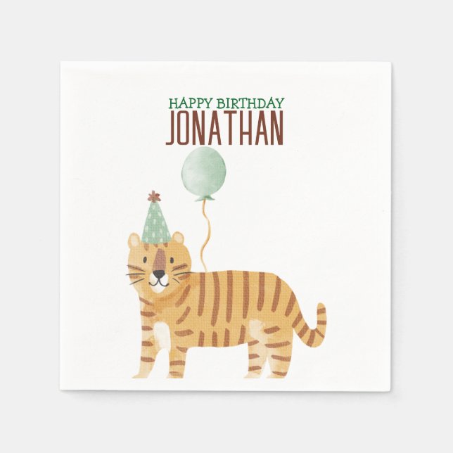 Guardanapo De Papel Aniversário de Animais Selvagens Cutes (Frente)