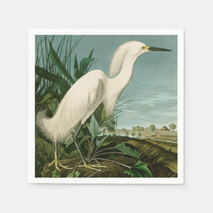 Guardanapo De Papel Aniversário de Ave-de-Egrete Branca de Audubon Sno