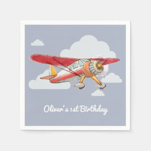 Guardanapo De Papel Aniversário de Avião Antigo