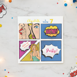 Guardanapo De Papel aniversário de banda desenhada de pop