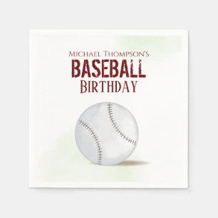 Guardanapo De Papel Aniversário de Baseball com Aquarela Simples Moder