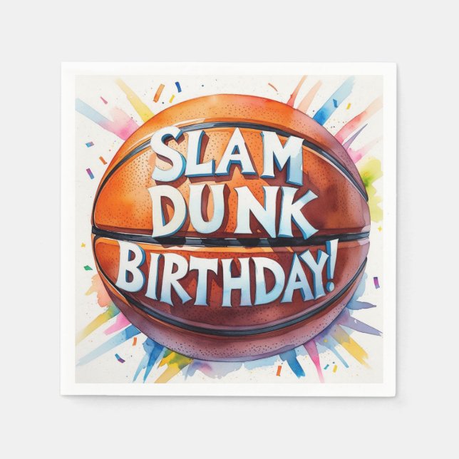 Guardanapo De Papel Aniversário de Basquete Themed Slam Dunk (Frente)