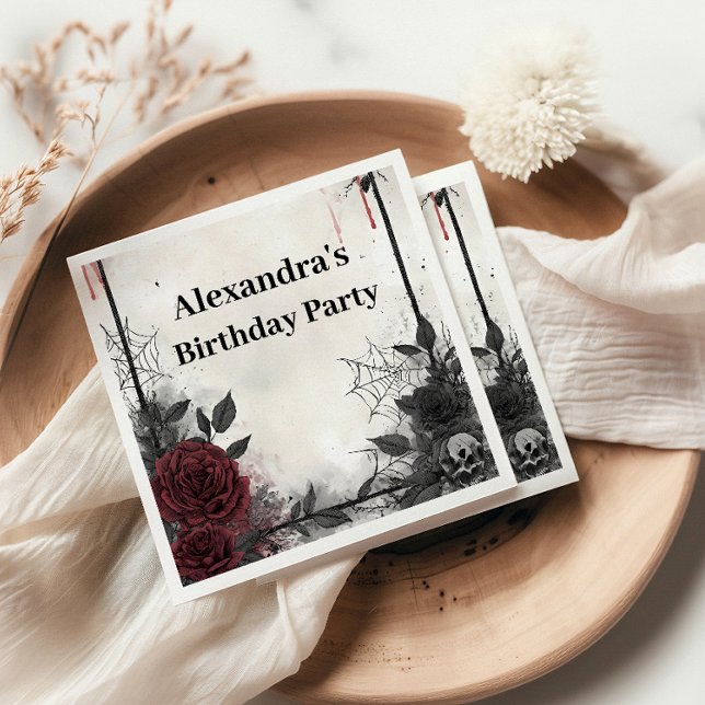 Guardanapo De Papel Aniversário de Bats & Roses Gótico (Criador carregado)