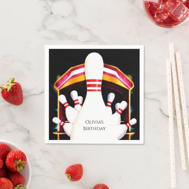 Guardanapo De Papel Aniversário de Boliches Simples e Bonitas (Insitu)