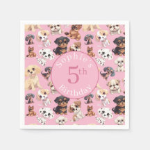 Aniversário de Cachorro Fofo Rosa