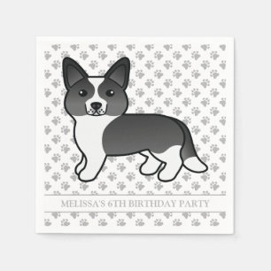 Guardanapo De Papel Aniversário De Cão De Galês De Cardiã Preto E