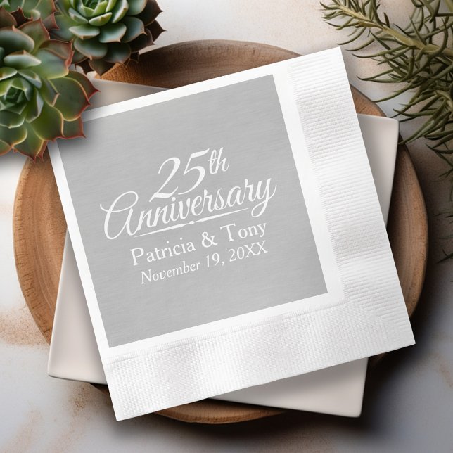 Guardanapo De Papel Aniversário de Casamento de 25 Personalizado (25th Wedding Anniversary Personalized Napkins)