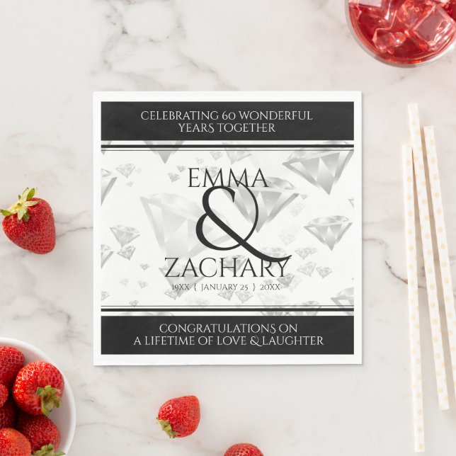Guardanapo De Papel Aniversário de Casamento de Diamante 60º e 75º ani (Insitu)