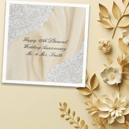Guardanapo De Papel Aniversário de Casamento de Diamante 60º Falso Cet
