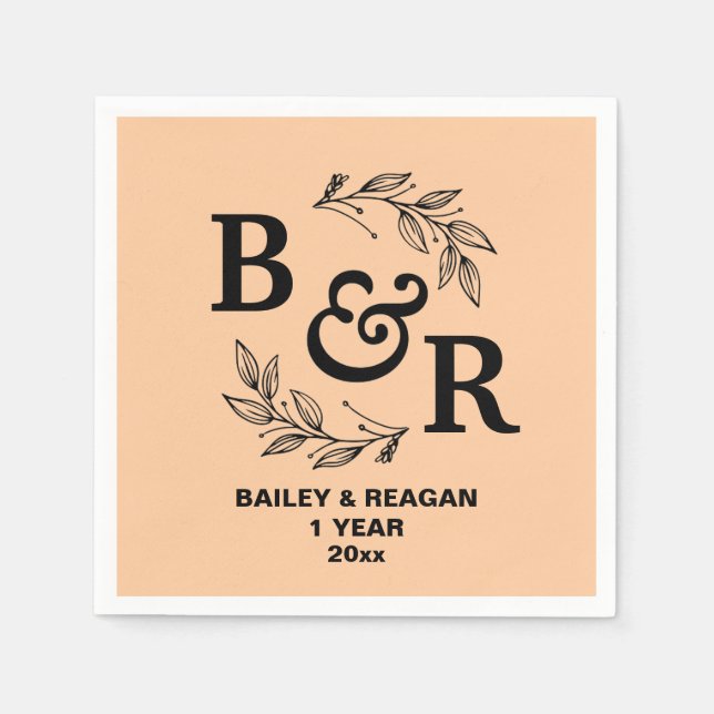 Guardanapo De Papel Aniversário de Casamento de ruas Deixa Motif Monog (Frente)