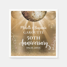 Guardanapo De Papel Aniversário de Casamento do Dourado Glam Disco Bal