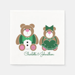 Guardanapo De Papel Aniversário de casamento esmeralda do urso de