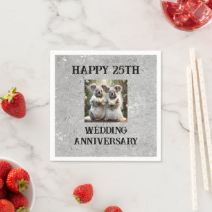 Guardanapo De Papel Aniversário de Casamento Tradicional de 25 prata,