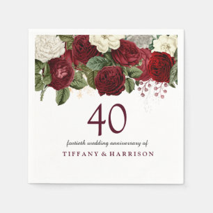Guardanapo De Papel Aniversário de casamento vermelho do rosa branco