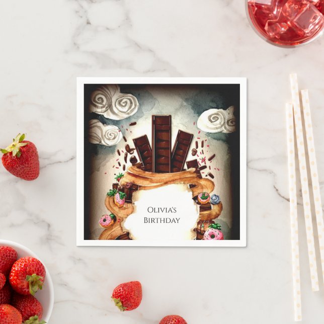 Guardanapo De Papel Aniversário de Chocolate Simples para Crianças (Insitu)
