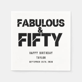 Guardanapo De Papel Aniversário de Cinquenta e Fabuloso em Letra Negra