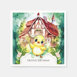 Guardanapo De Papel Aniversário de Cores Aquáticas de Pintinho Bonito