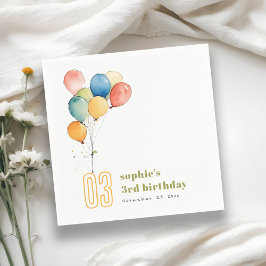 Guardanapo De Papel Aniversário de criança amarelo colorido dos balões