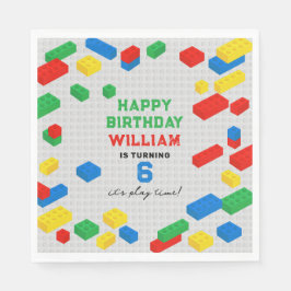 Guardanapo De Papel Aniversário de criança de blocos construtivos de t