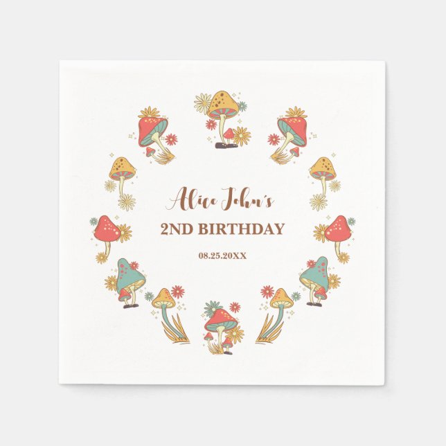 Guardanapo De Papel Aniversário de criança de Cogumelo Psicodélico Gro (Frente)