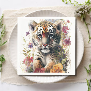 Guardanapo De Papel Aniversário de criança de Cubo de Tigre Selvagem d