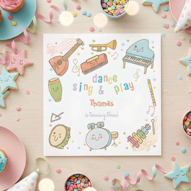 Guardanapo De Papel Aniversário de criança de dança e jogo (Criador carregado)