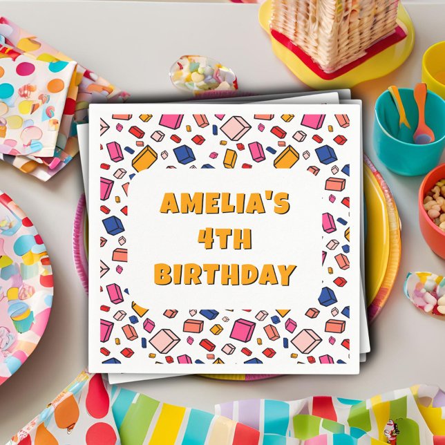 Guardanapo De Papel Aniversário de criança de Desenho de Padrão de Blo (Criador carregado)