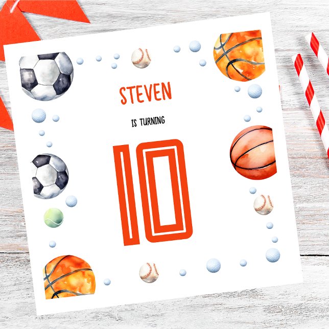 Guardanapo De Papel Aniversário de criança de esportes de esferas (Criador carregado)