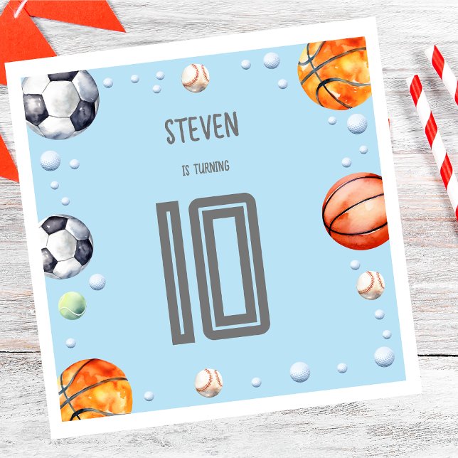 Guardanapo De Papel Aniversário de criança de esportes de esferas (Criador carregado)