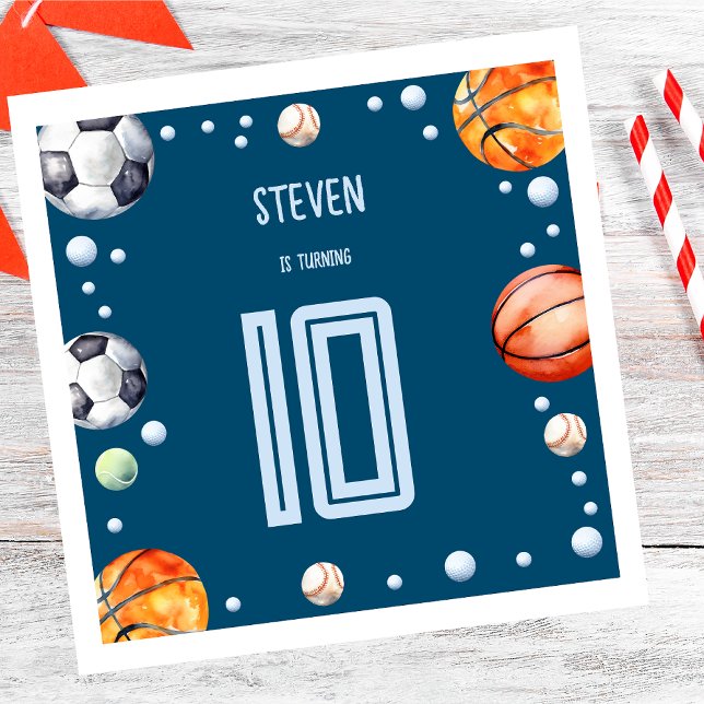 Guardanapo De Papel Aniversário de criança de esportes de esferas (Criador carregado)