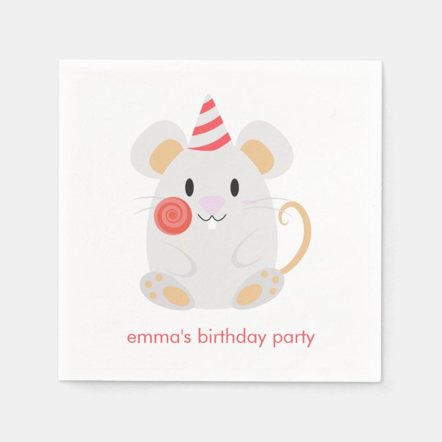 Guardanapo De Papel Aniversário de criança de Mouse Cute (Frente)