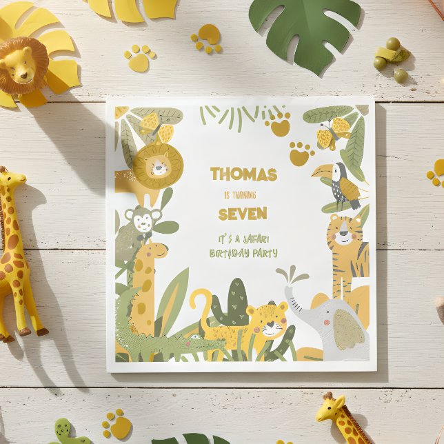 Guardanapo De Papel Aniversário de criança de safari selvagem (Criador carregado)