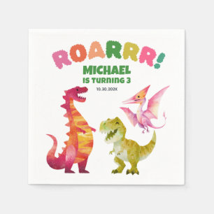 Guardanapo De Papel Aniversário de criança Dino Dino Dig Cute Dinosaur