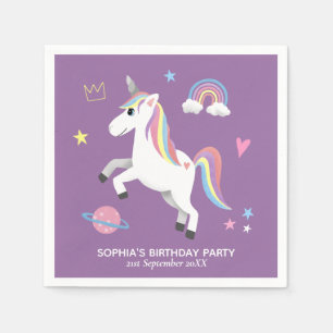 Guardanapo De Papel Aniversário de criança do Unicórnio Roxo Magné