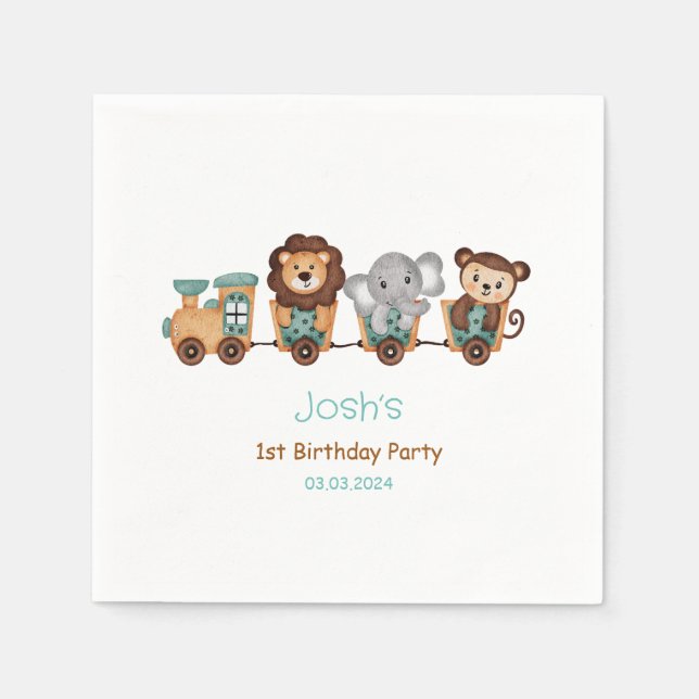 Guardanapo De Papel ANIVERSÁRIO DE CRIANÇA Fiesta do trem TOTALMENTE (Frente)