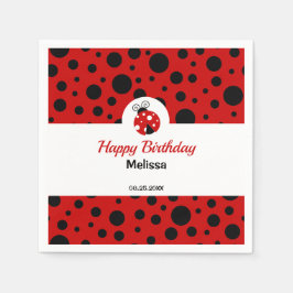 Guardanapo De Papel Aniversário de criança Ladybug Red Black Bolinhas