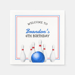 Guardanapo De Papel Aniversário de criança Vermelho e Boliche Azul Div