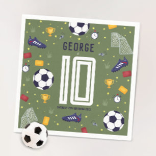 Guardanapo De Papel Aniversário de Crianças Meninos Esportes Verde Leg