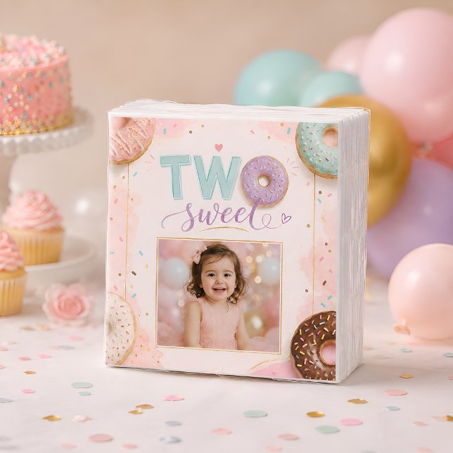 Guardanapo De Papel Aniversário de Donut Rosa Adorável com Confeitos (Criador carregado)
