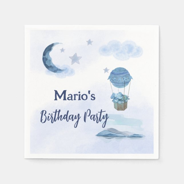 Guardanapo De Papel Aniversário de elefantes da Lua Azul (Frente)