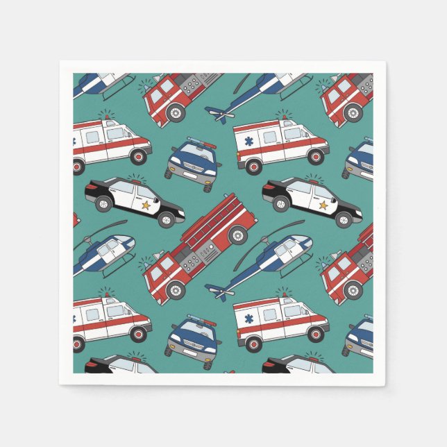 Guardanapo De Papel Aniversário de Emergência Médica de Primeira Respo (Frente)