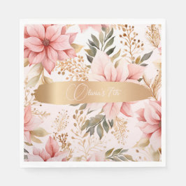 Guardanapo De Papel Aniversário de fadas Douradas e rosa entonadas